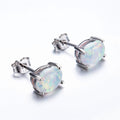 Green/Blue/White Opal Oval Stud Earrings - Bamos