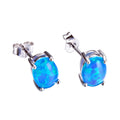 Green/Blue/White Opal Oval Stud Earrings - Bamos