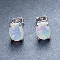 Green/Blue/White Opal Oval Stud Earrings - Bamos