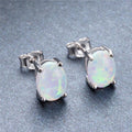 Green/Blue/White Opal Oval Stud Earrings - Bamos