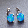 Green/Blue/White Opal Oval Stud Earrings - Bamos