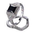 Men Women Black Geometric Wedding Ring Set - Bamos