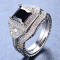 Men Women Black Geometric Wedding Ring Set - Bamos
