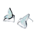 White/Blue Opal Bird Stud Earrings - Bamos