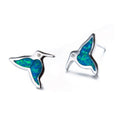 White/Blue Opal Bird Stud Earrings - Bamos