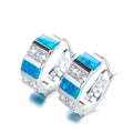 White/Blue Opal Hoop Earrings - Bamos