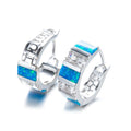 White/Blue Opal Hoop Earrings - Bamos