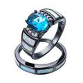 Women Blue Topaz Wedding Ring Set - Bamos