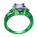 Purple Amethyst Geometric Ring(February Birthstone) - Bamos