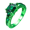 Emerald Green Geometric Ring(May Birthstone) - Bamos