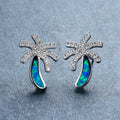 White/Blue Opal Coconut Tree Stud Earrings - Bamos