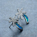 White/Blue Opal Coconut Tree Stud Earrings - Bamos