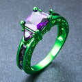 Purple Amethyst Geometric Ring(February Birthstone) - Bamos