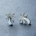 White/Blue Opal Coconut Tree Stud Earrings - Bamos