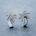 White/Blue Opal Coconut Tree Stud Earrings - Bamos