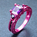 Purple Amethyst Geometric Ring(February Birthstone) - Bamos