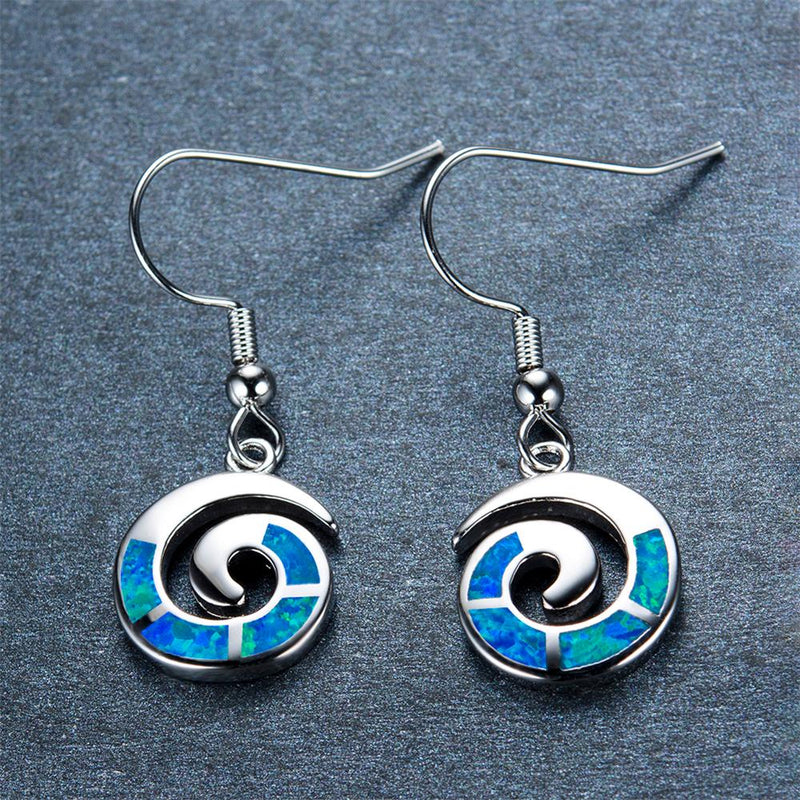 Blue/White Opal Drop Earrings - Bamos