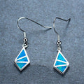 Blue/White Opal Geometric Dangle Earrings - Bamos