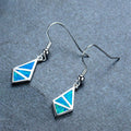 Blue/White Opal Geometric Dangle Earrings - Bamos