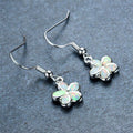 Blue/White Opal Flower Dangle Earrings - Bamos