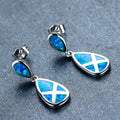 Blue/White Opal Water Drop Earrings - Bamos