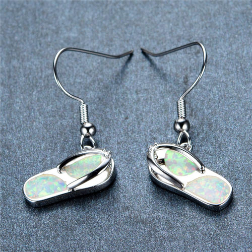 White/Blue Opal Dangle Earrings - Bamos