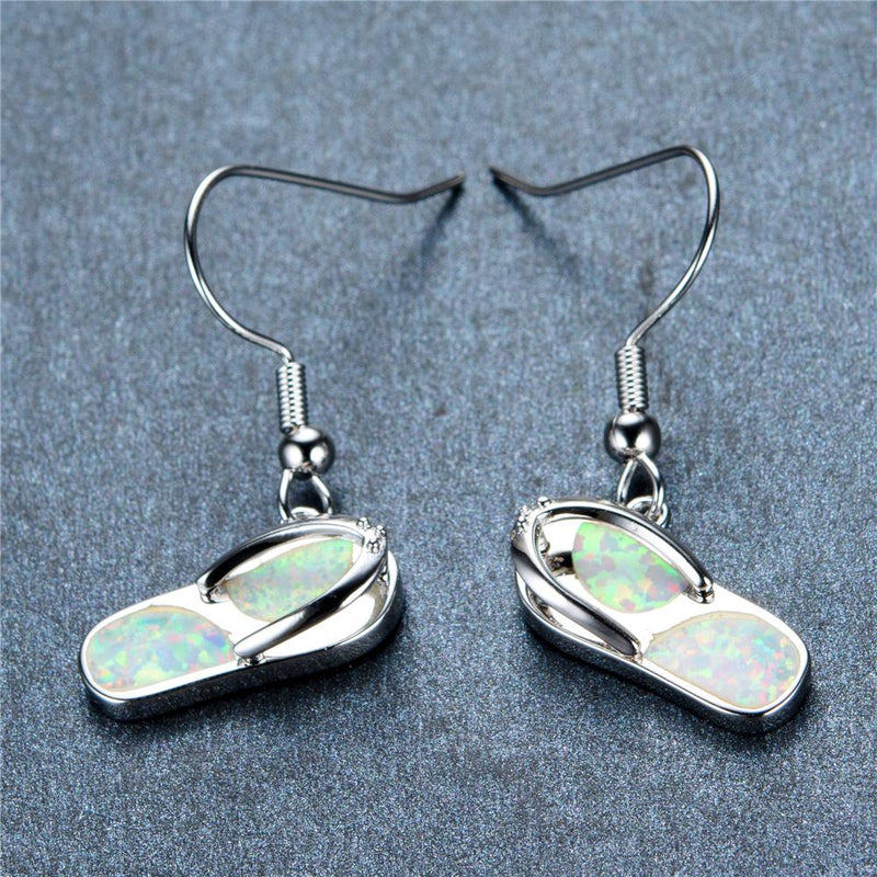 White/Blue Opal Dangle Earrings - Bamos