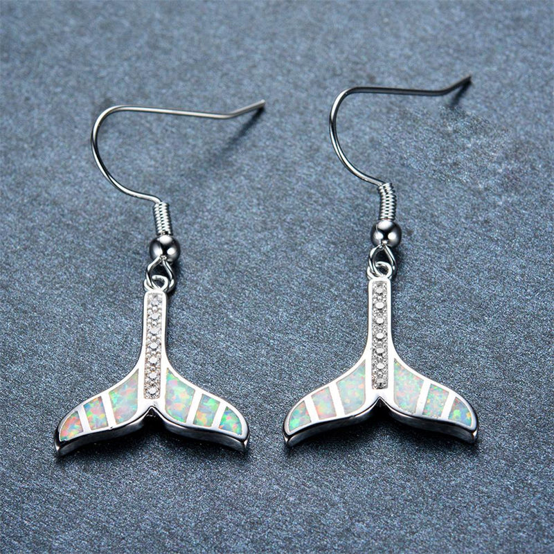 White/Blue Opal Dangle Earrings - Bamos