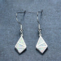 Blue/White Opal Geometric Dangle Earrings - Bamos