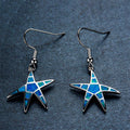Blue/White Opal Starfish Drop Earrings - Bamos