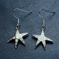 Blue/White Opal Starfish Drop Earrings - Bamos
