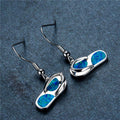 White/Blue Opal Dangle Earrings - Bamos