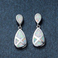 Blue/White Opal Water Drop Earrings - Bamos