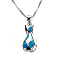 Cat Pendant Necklace (Blue Fire Opal) - Bamos