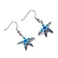 Blue/White Opal Starfish Drop Earrings - Bamos