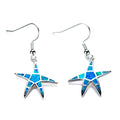 Blue/White Opal Starfish Drop Earrings - Bamos