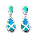 Blue/White Opal Water Drop Earrings - Bamos