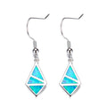 Blue/White Opal Geometric Dangle Earrings - Bamos