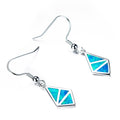 Blue/White Opal Geometric Dangle Earrings - Bamos