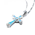 Lucky Cross Pendant Necklace (Blue Fire Opal) - Bamos