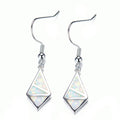 Blue/White Opal Geometric Dangle Earrings - Bamos