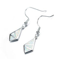 Blue/White Opal Geometric Dangle Earrings - Bamos