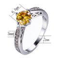 Yellow Topaz Round Ring(December Birthstone) - Bamos