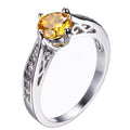 Yellow Topaz Round Ring(December Birthstone) - Bamos