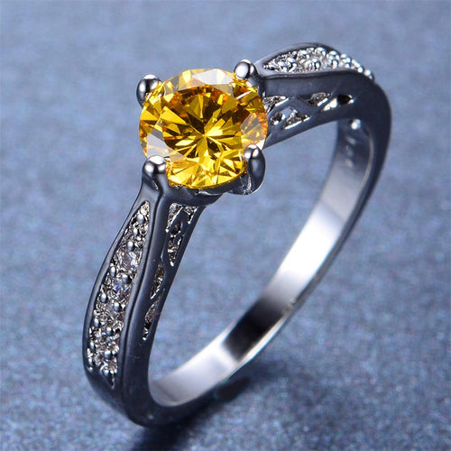 Yellow Topaz Round Ring(December Birthstone) - Bamos
