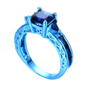 Blue Sapphire Geometric Wedding Ring(September Birthstone) - Bamos