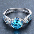 Blue Topaz Flower Ring (December Birthstone) - Bamos