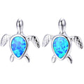 Turtle Stud Earrings (Blue Opal) - Bamos