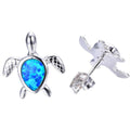 Turtle Stud Earrings (Blue Opal) - Bamos
