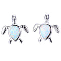 Turtle Stud Earrings (White Opal) - Bamos